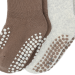 2 Paar Baby Krabbelsocken aus Frottee – hellgrau & braun im Detail