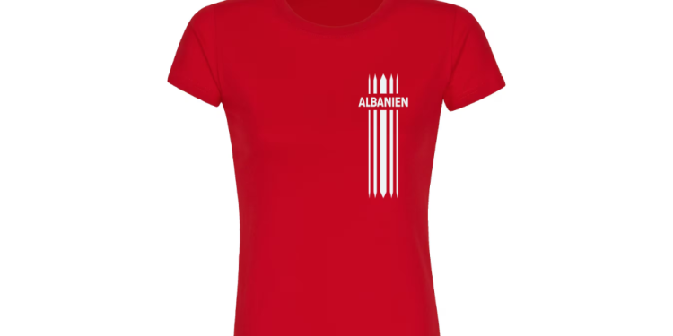 Damen T-Shirt Albanien Streifen Druck Weiß – ein Fanartikel mit klarer Botschaft